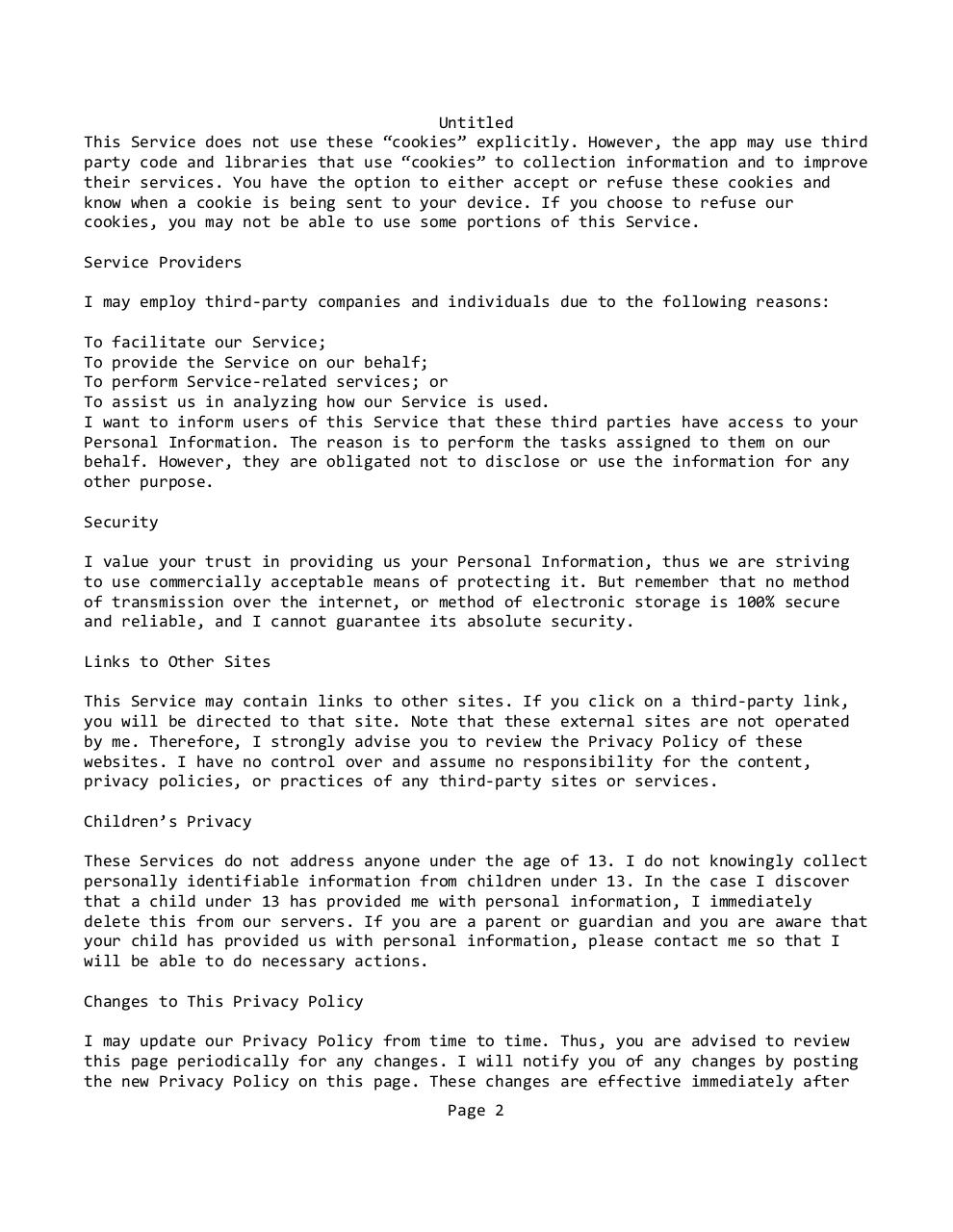 Document preview Firework Frenzy Privacy Policy.pdf - page 2/3