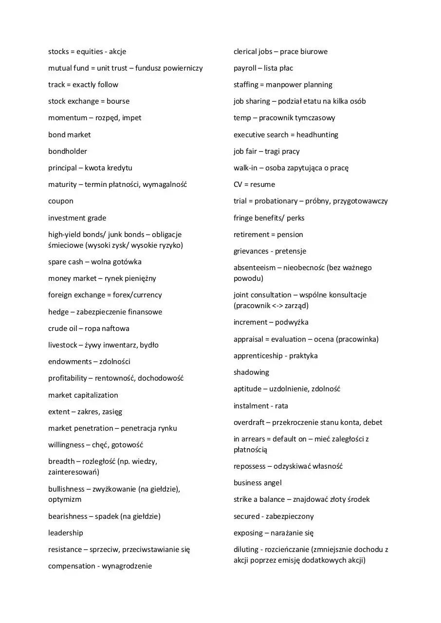 Page 1 of 1, Słownictwo ang maj