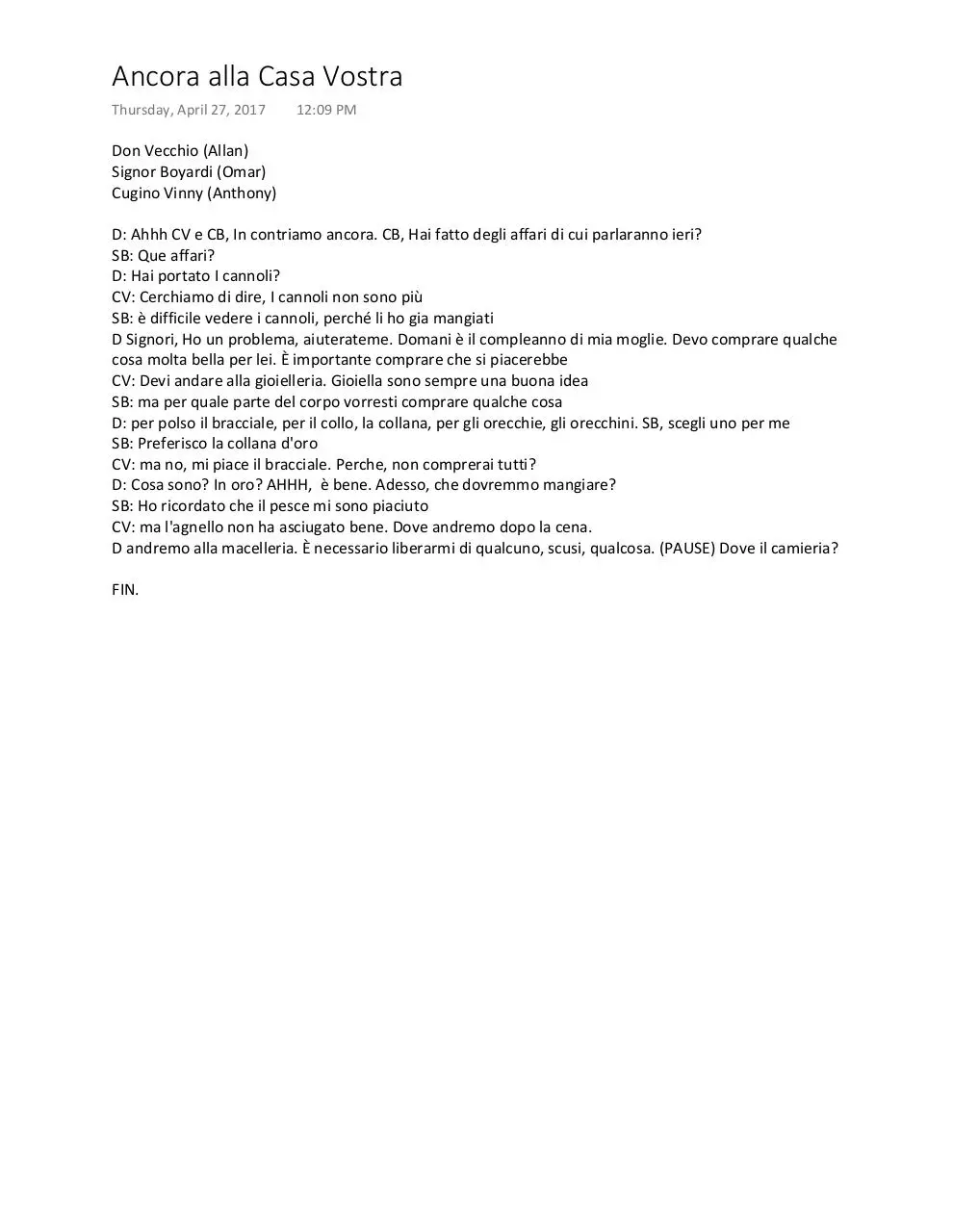 Page 1 of 1, ORal exam 3