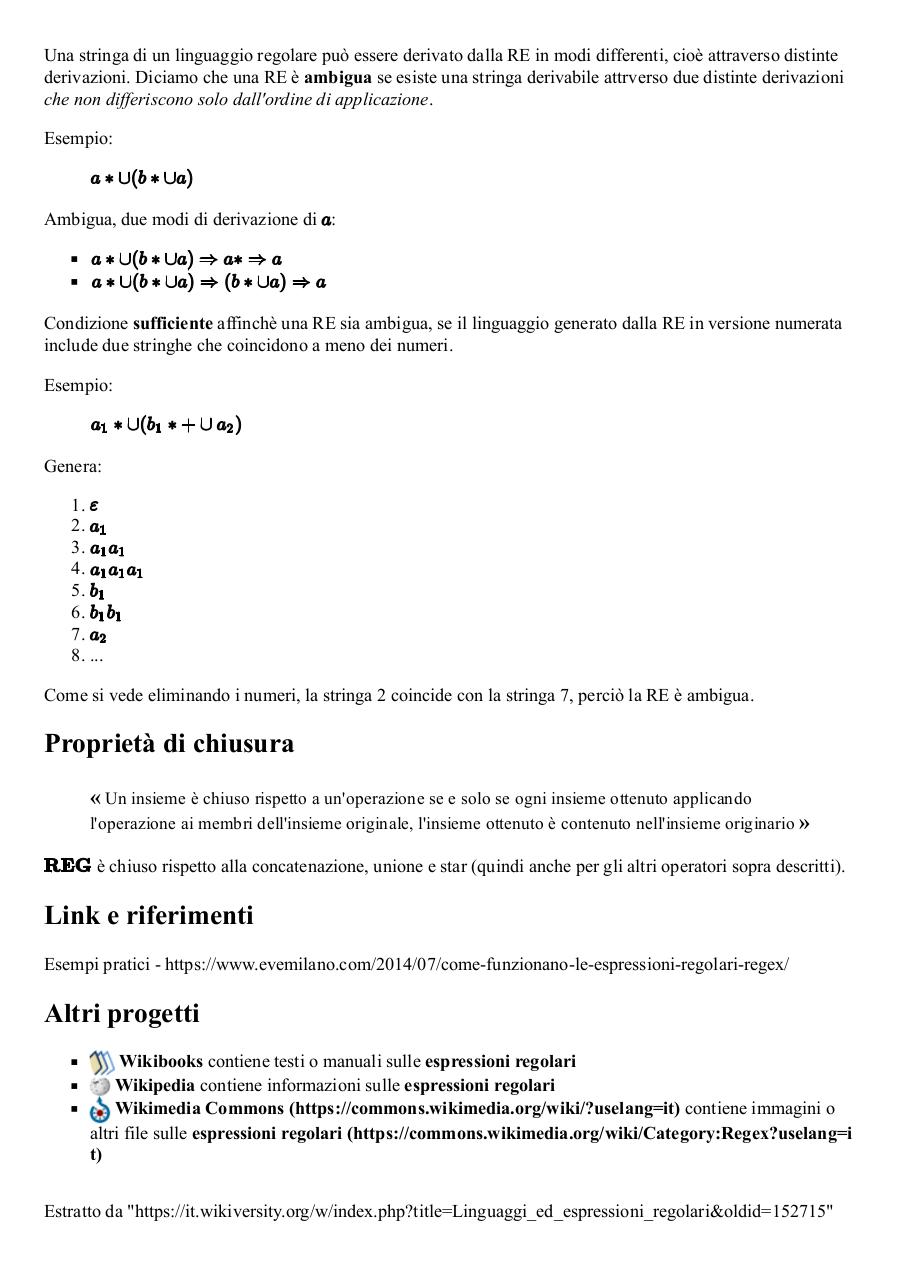 Document preview Linguaggi ed espressioni regolari - WikiversitÃ .pdf - page 4/5