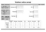 Page 1, İmtahan nəticə vərəqi (5 ci sinif)