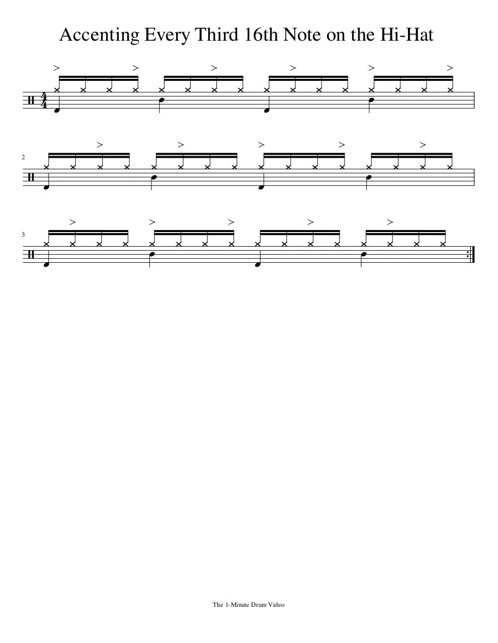 Page 1 of 1, 1MDV Accenting Every Third 16th Note on the Hi Hat