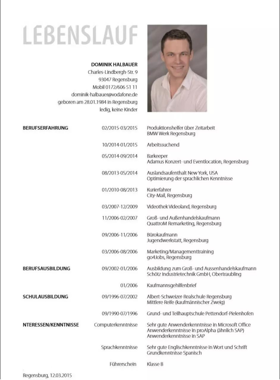 Page 1 of 1, Lebenslauf