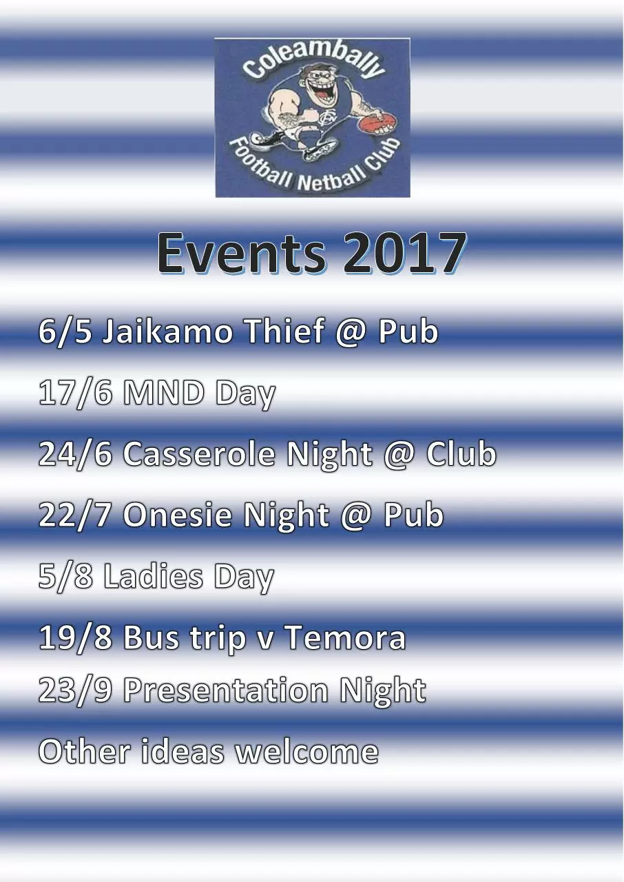 Page 1 of 1, footy Events 2017 1
