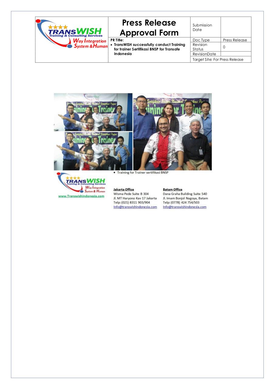 Document preview Press Release -Training for trainer Sertifikasi BNSP Jakarta.pdf - page 5/5