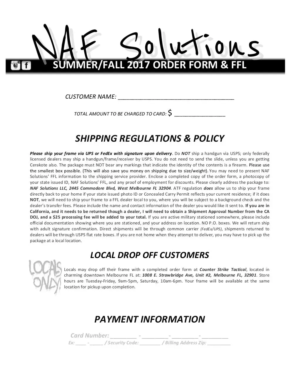 Page 1 of 3, NEW NAF SOLUTIONS FFL 2017