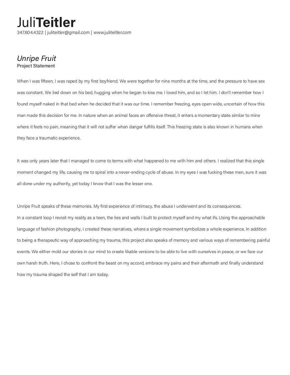 Page 1 of 1, UnripeFruitStatement