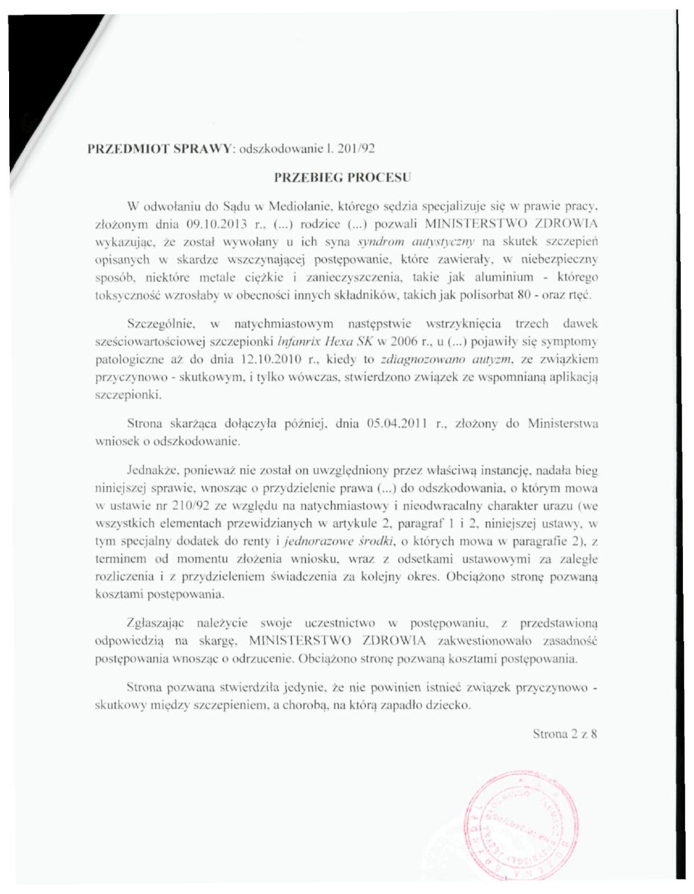 wyrok gsk szczepienia autyzm.pdf - page 2/9