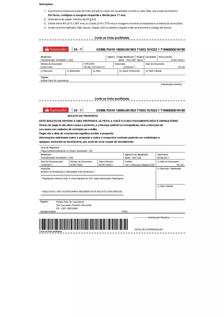 Page 1 of 1, boleto 1