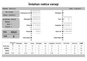 Page 2, İmtahan nəticə vərəqi (7 ci siniflər)