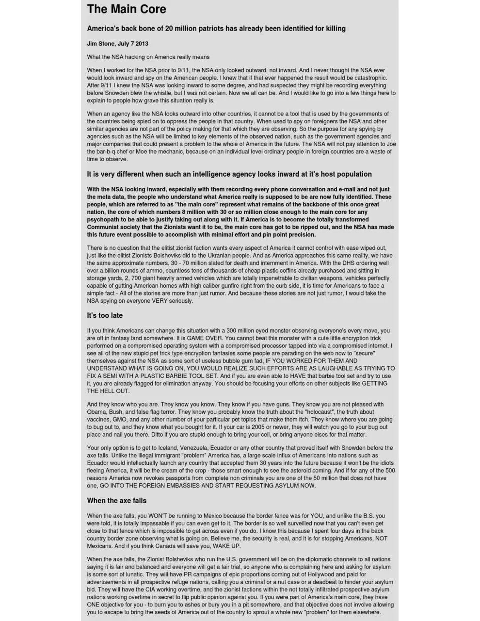 Page 1 of 1, The Main Core