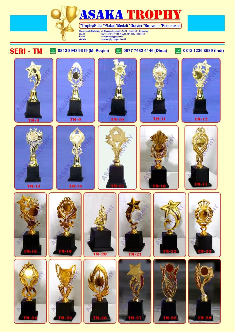 Page 1 of 8, KATALOG HARGA PIALA MURAH ASAKA TROPHY 0877.8252.7700