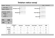 Page 1, Ä°mtahan nÉ™ticÉ™ vÉ™rÉ™qi (3 cü siniflÉ™r)