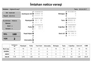 Page 2, İmtahan nəticə vərəqi (6 cı sinif)