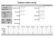 Page 4, İmtahan nəticə vərəqi (6 cı sinif)