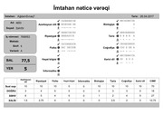 Page 5, İmtahan nəticə vərəqi (6 cı sinif)