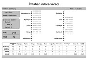 Page 3, İmtahan nəticə vərəqi (8 ci siniflər)