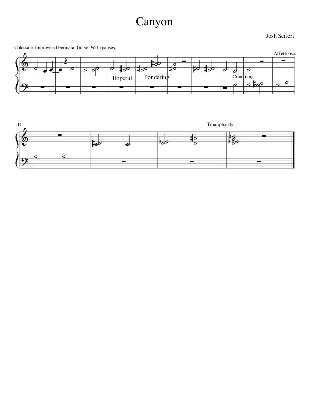 Page 1 of 1, Canyon, an improvised fermata