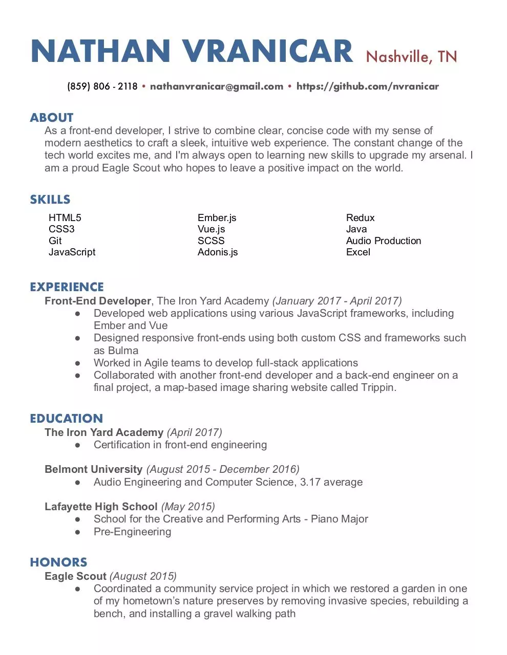 Document preview - Nathan_Vranicar_Resume (1).pdf - Page 1/1