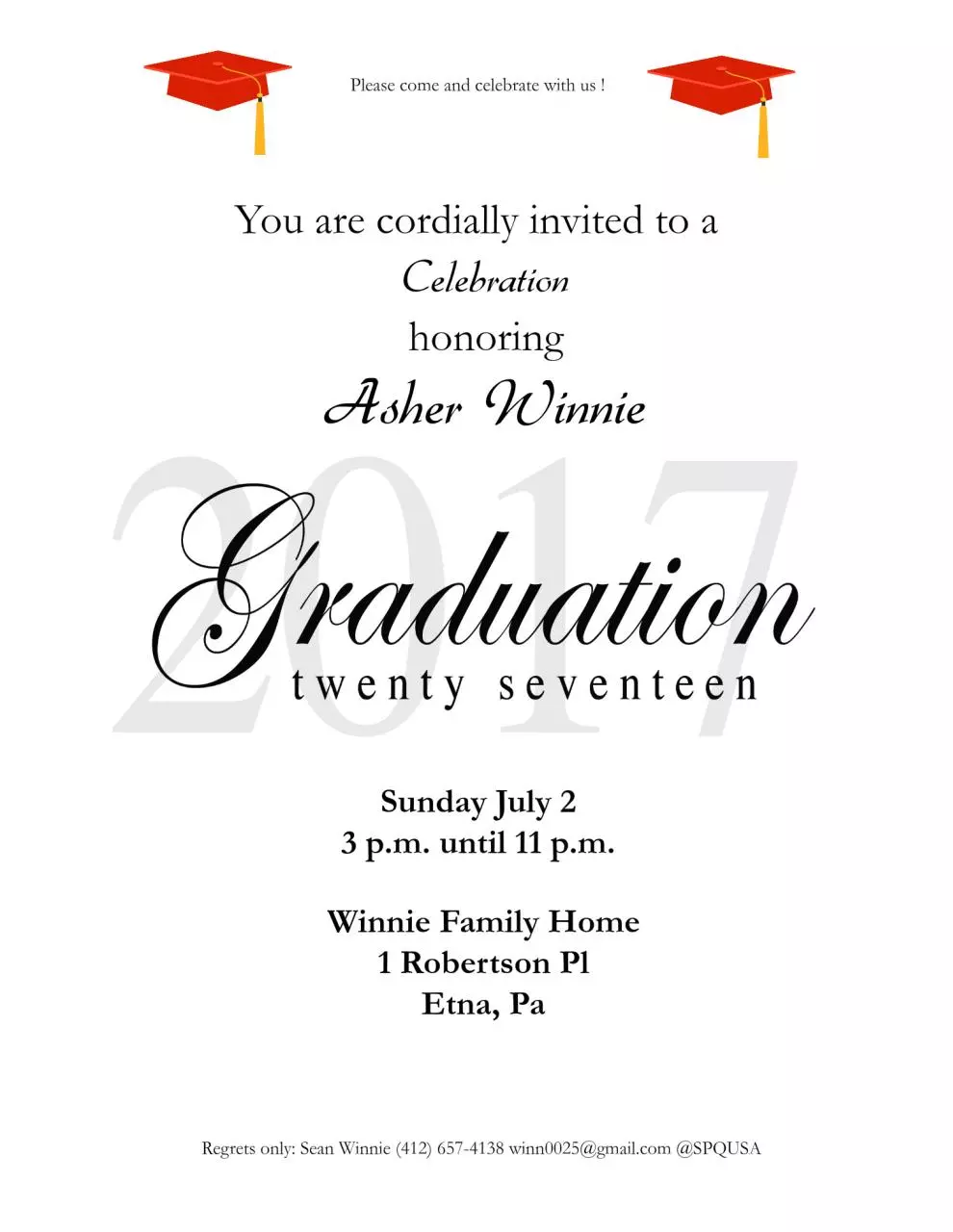 Page 1 of 1, asher grad invitation hats2