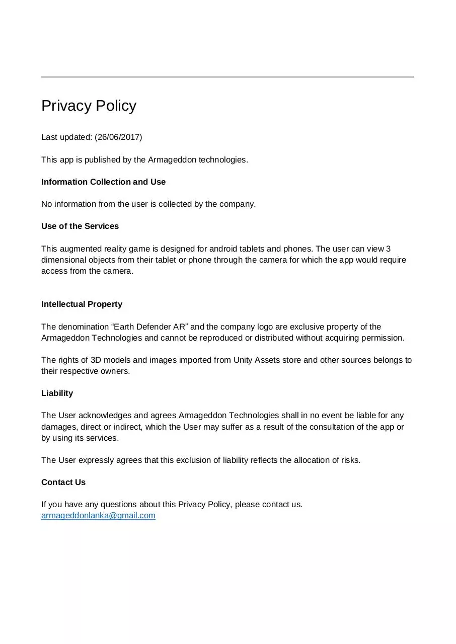Page 1 of 1, privacy policy