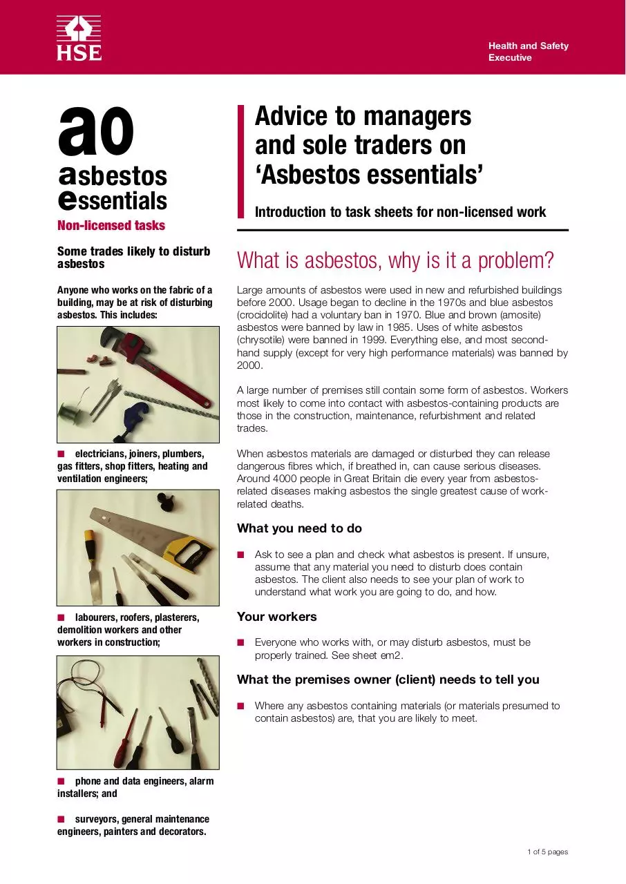 Page 1 of 5, A0 Advice to Managers
