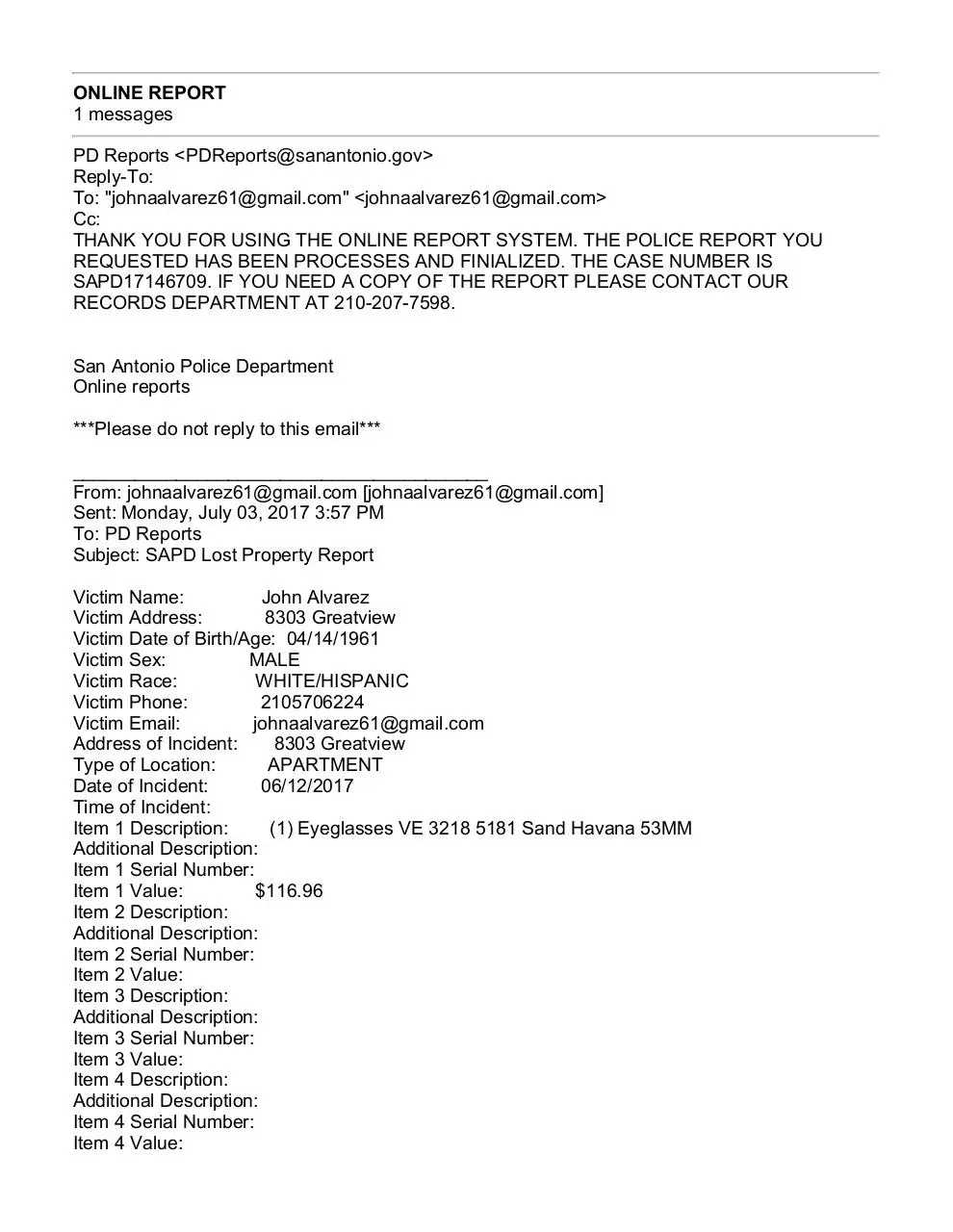 Page 1 of 2, ONLINE REPORT