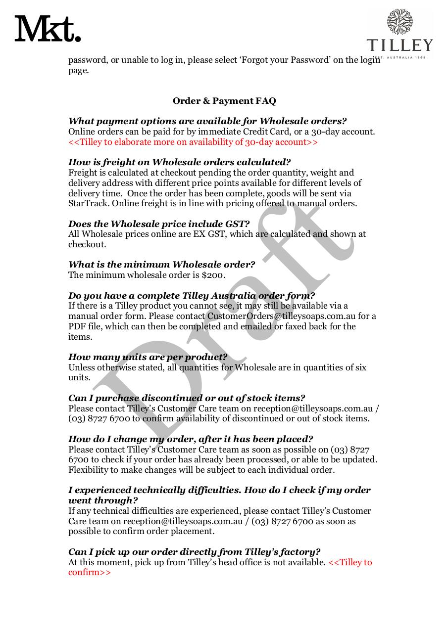 Document preview Tilley_Website_FAQ_Wholesale_210617.pdf - page 2/3
