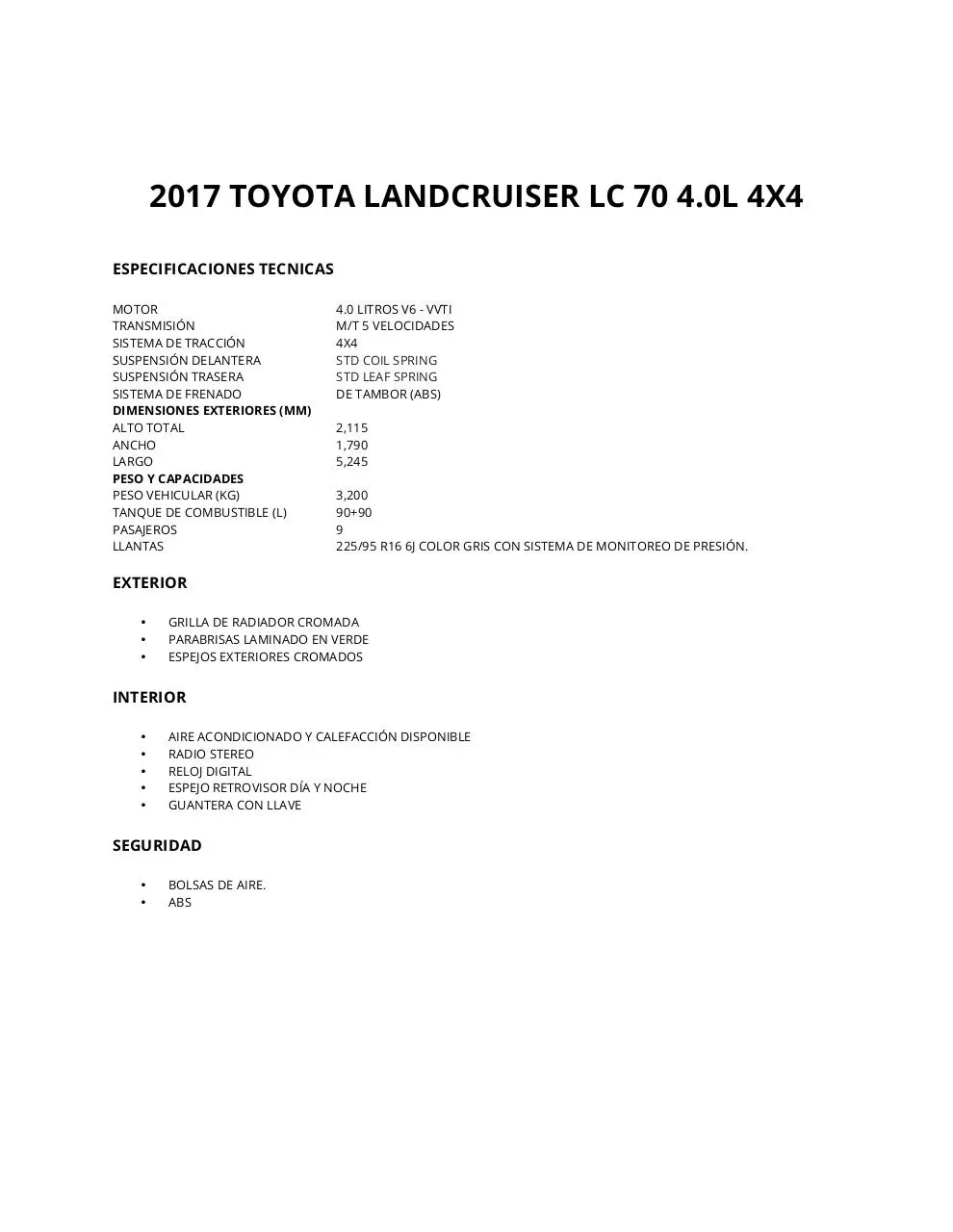 Document preview - TOYOTA Landcruiser GRJ78L 4.0 4X4 .pdf - Page 1/1