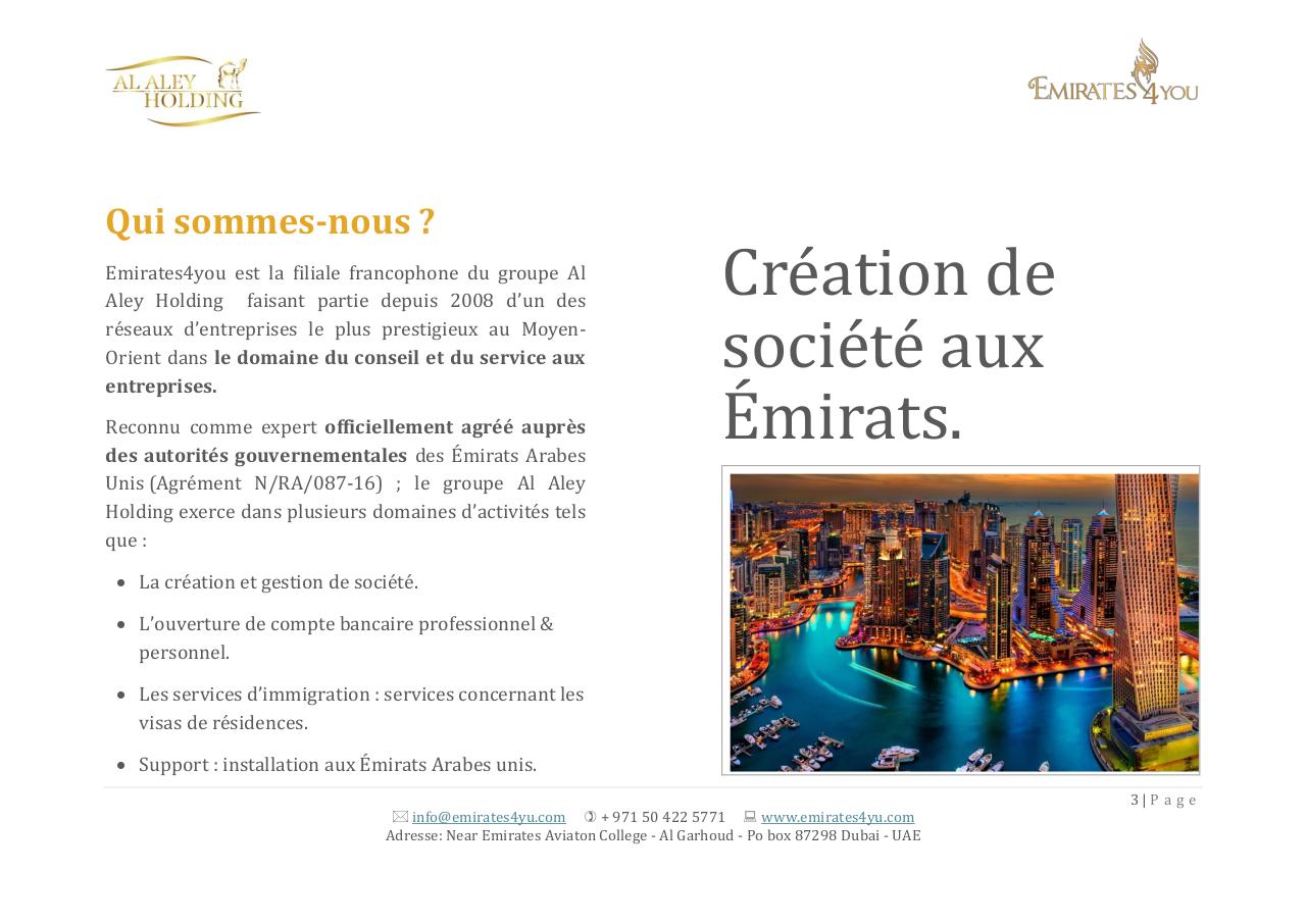 Brochure CrÃ©ation de sociÃ©tÃ© Emirats - Emirates4You.pdf - page 3/14
