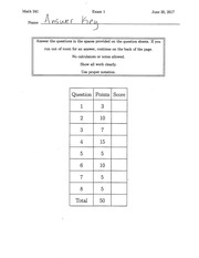 Page 1, Exam I Answer Key