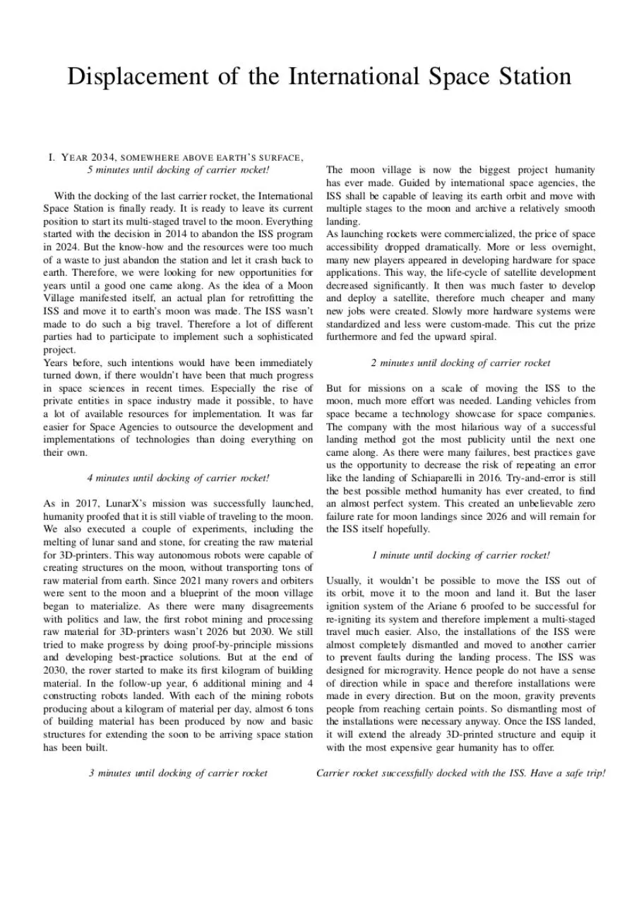 Page 1 of 1, displacement international space