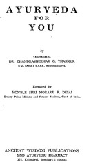 Page 1, Ayurveda For You by Chandrashekhar Thakkur