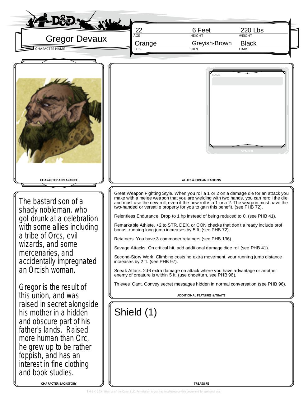 Document preview Gregor Character Sheet.pdf - page 2/2