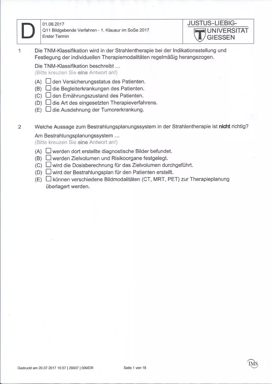 Page 1 of 18, Radiologie SS17