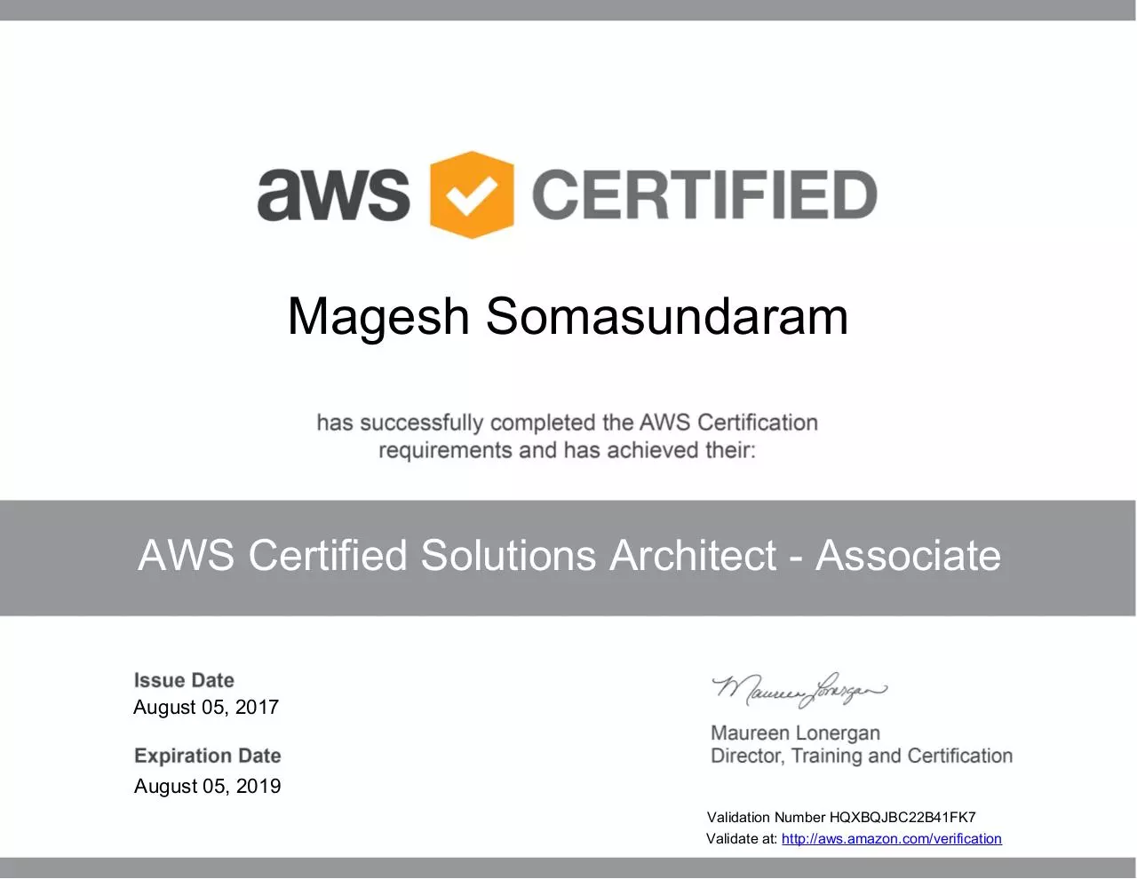 Document preview - AWS Certified Solutions Architect - Associate certificate.pdf - Page 1/1
