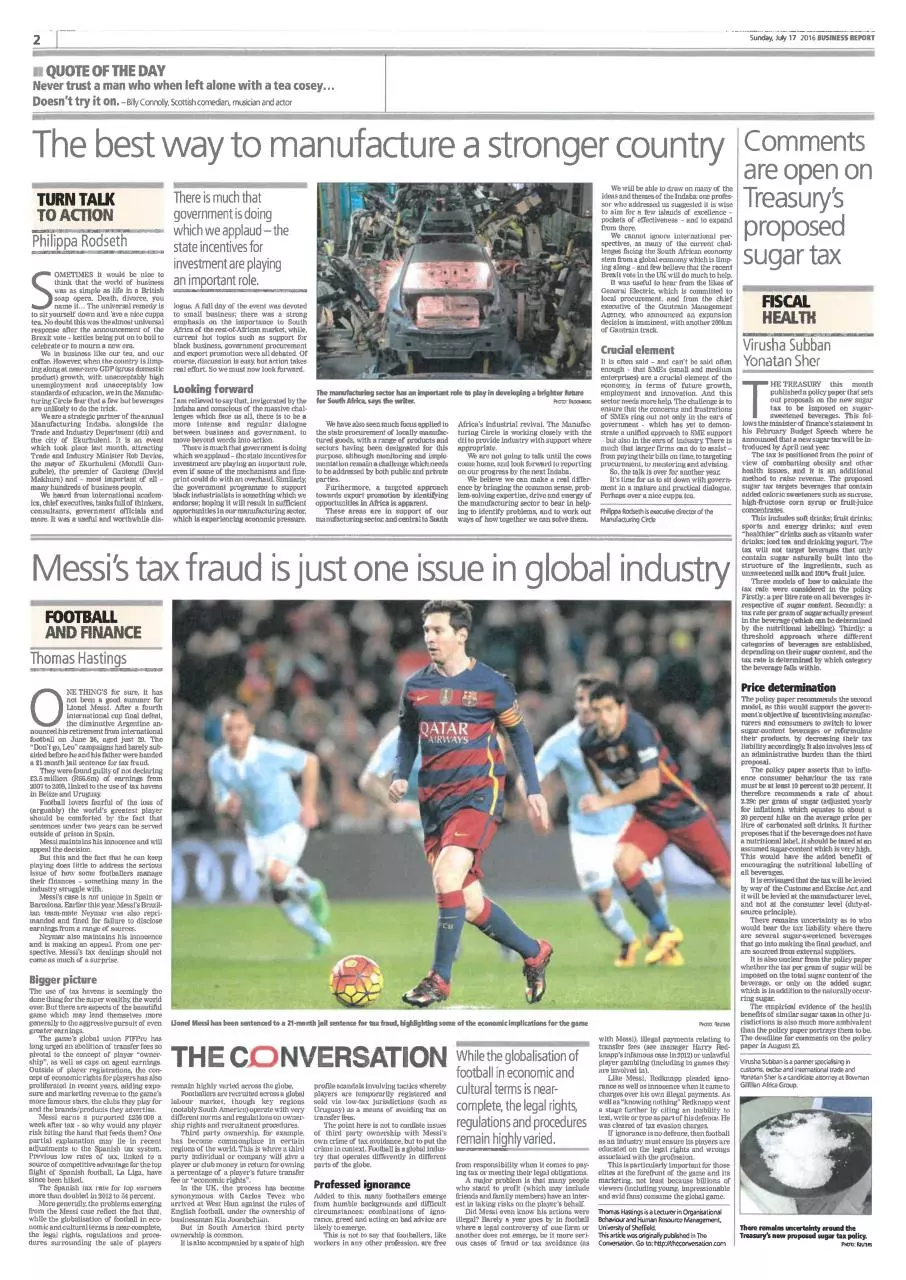 Page 1 of 1, Comments are open on Treasury's proposed sugar tax
