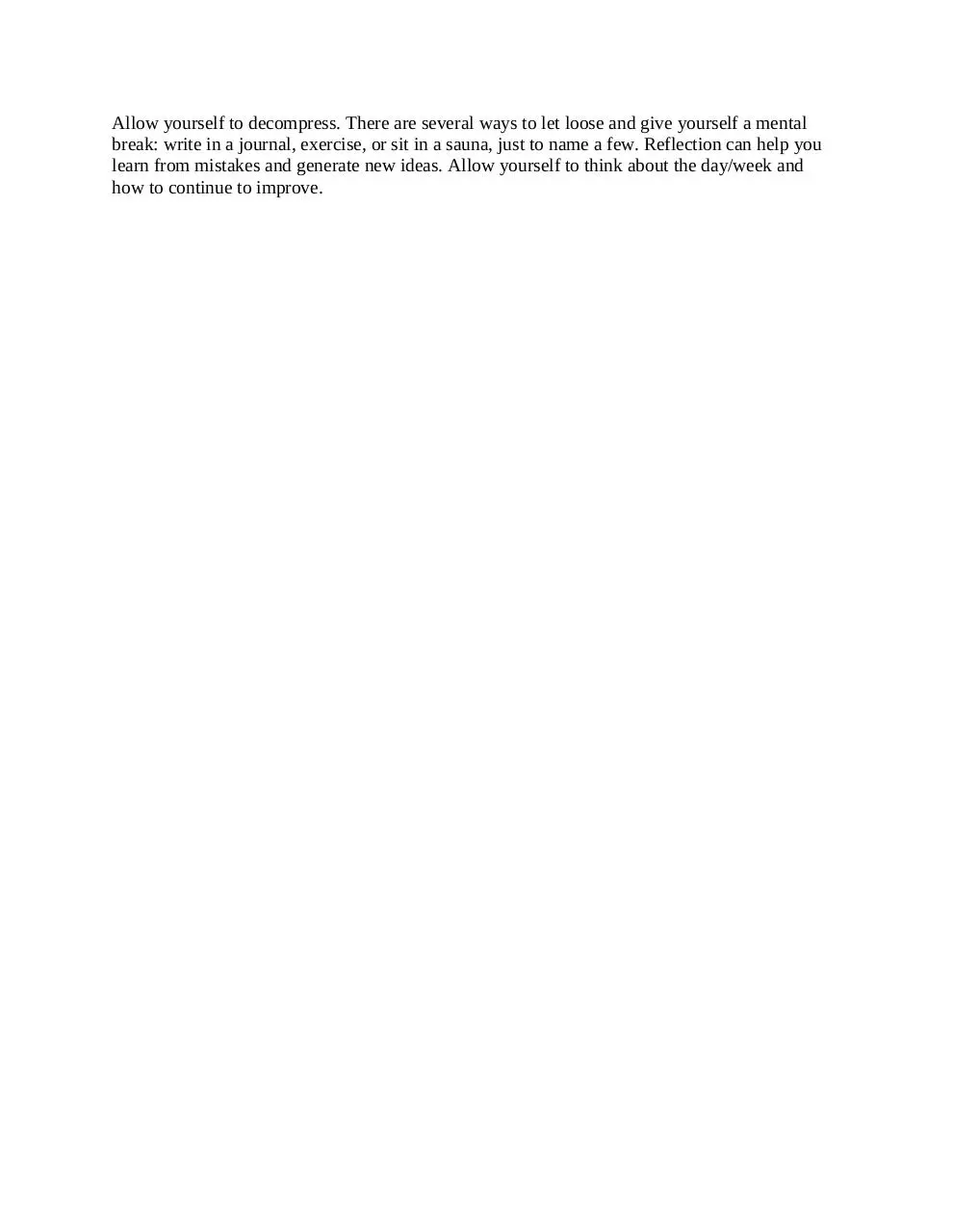 Page 2 of 2, Establish and Maintain a Routine
