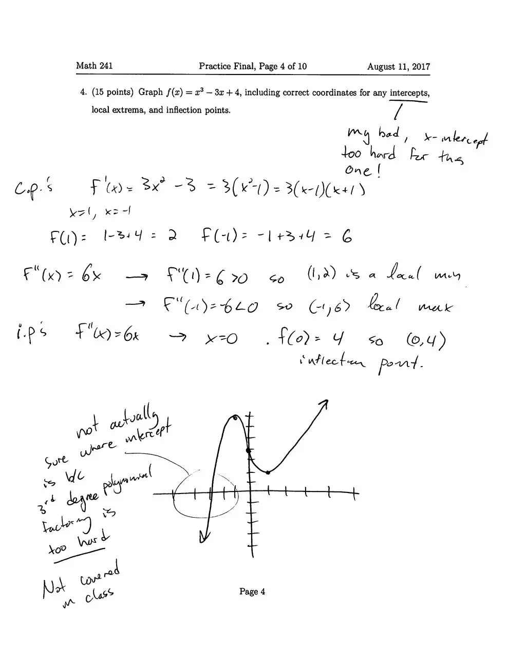 Page 4 of 10, Practice final answer key