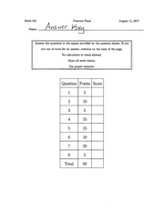 Page 1, Practice final answer key
