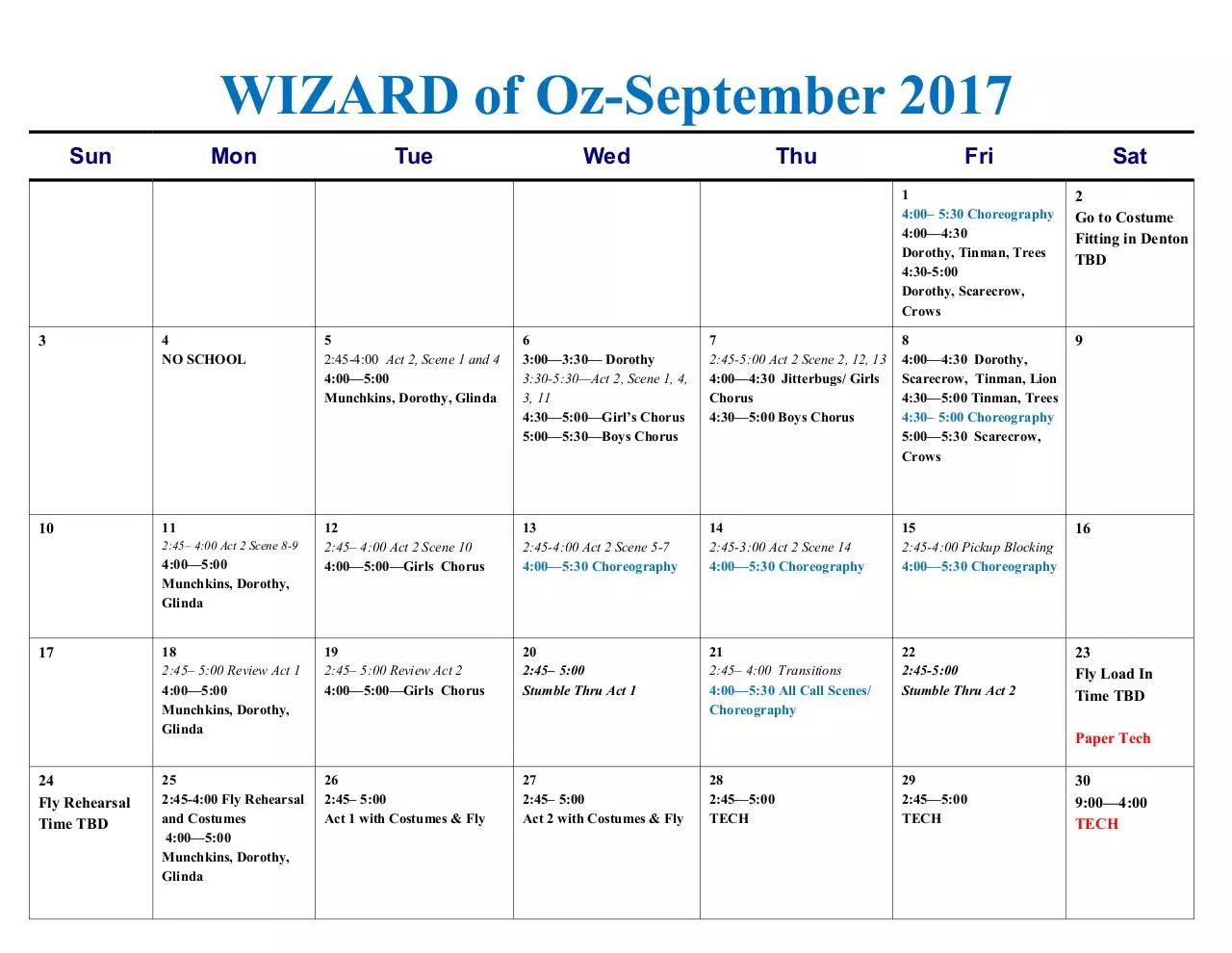 Page 2 of 3, Wizard of Oz Calendar