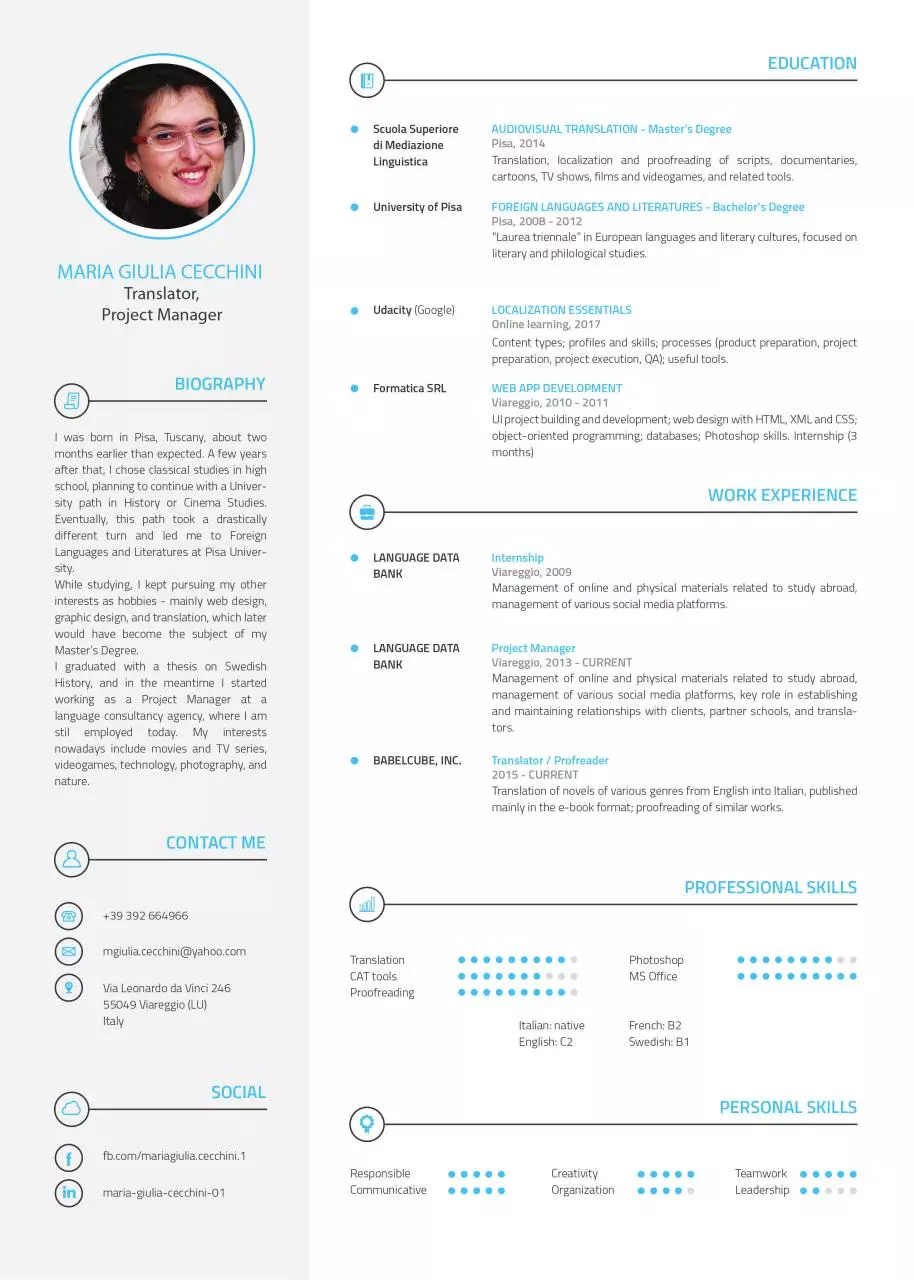 Page 1 of 1, Maria Giulia Cecchini CV ENG