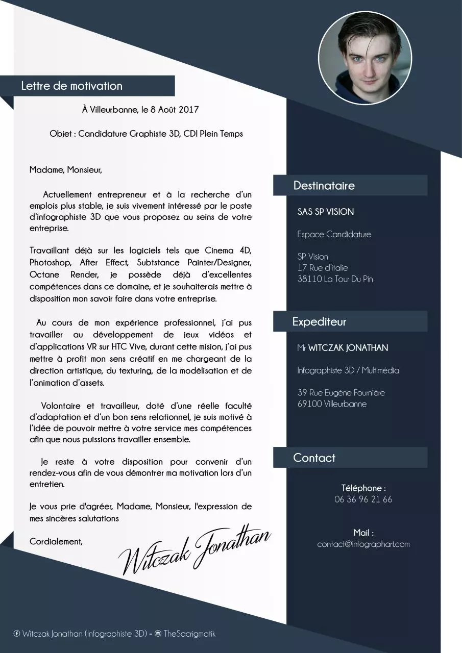 Page 1 of 1, Lettre de motivation SPVISION