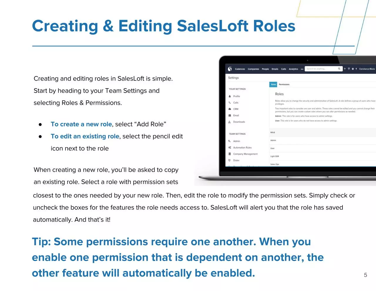 Page 5 of 17, SalesLoft U Roles & Permissions Workbook (1)