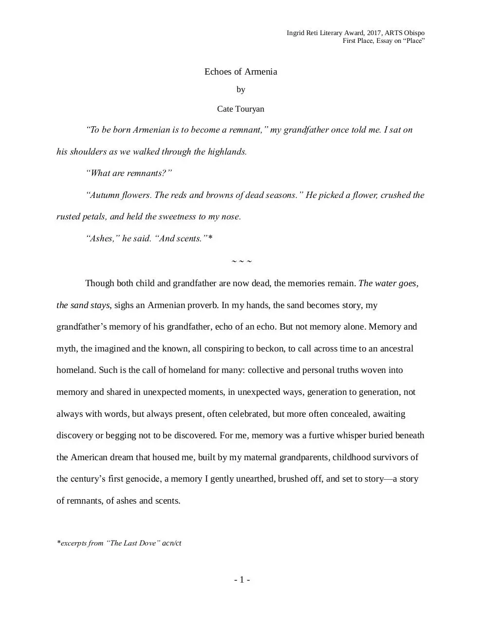 Page 1 of 16, Echoes of Armenia Cate Touryan 8.17