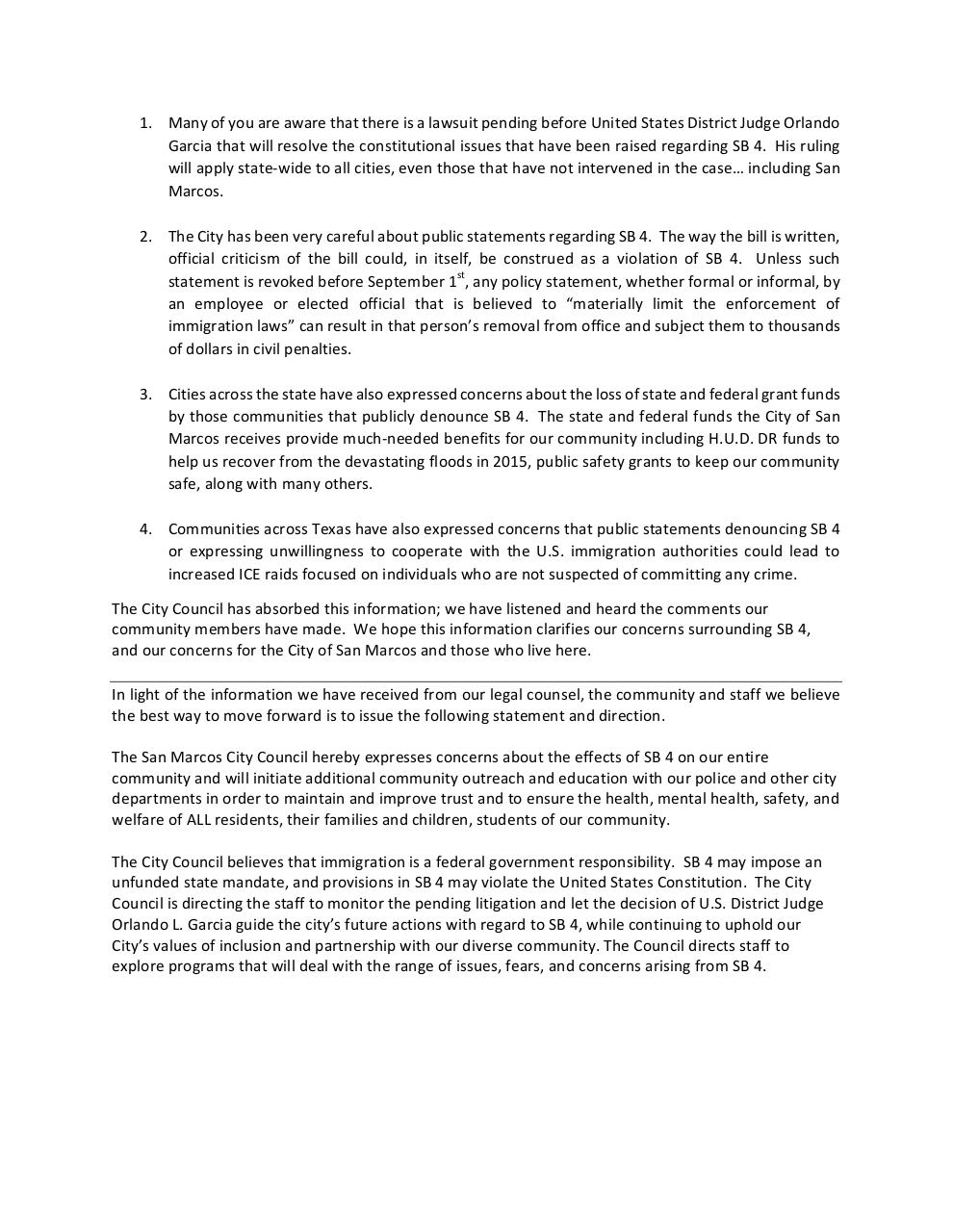Document preview FINAL SB4 Statement from City Council.pdf - page 2/2