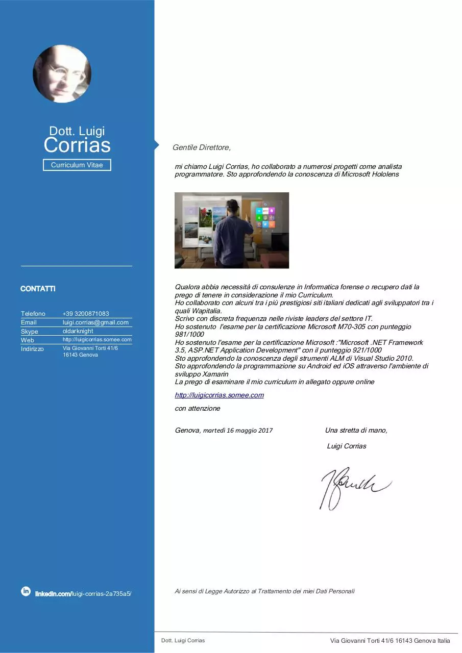 Page 1 of 5, Curriculum Luigi Corrias