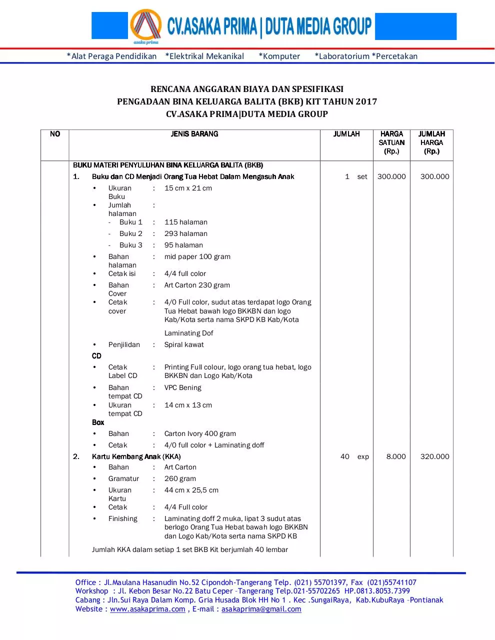 Page 1 of 9, Jual BKB KIT 2017 ~ CV.ASAKA PRIMA
