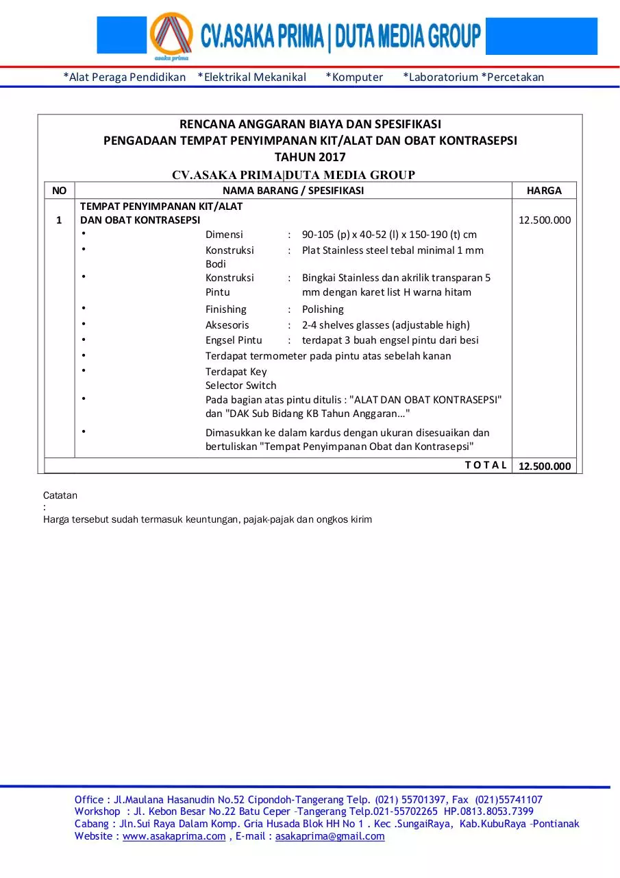 Page 1 of 1, Jual RAB LEMARI TEMPAT KIT Juknis DAK BKKbN T.A 2017 Murah