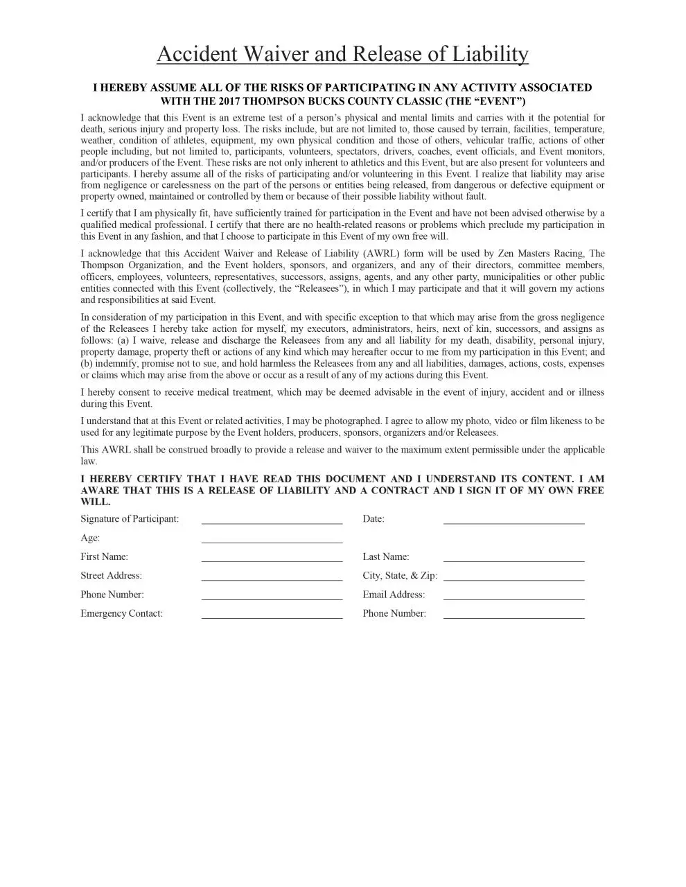 Page 1 of 1, VIP Ride Waiver 2017